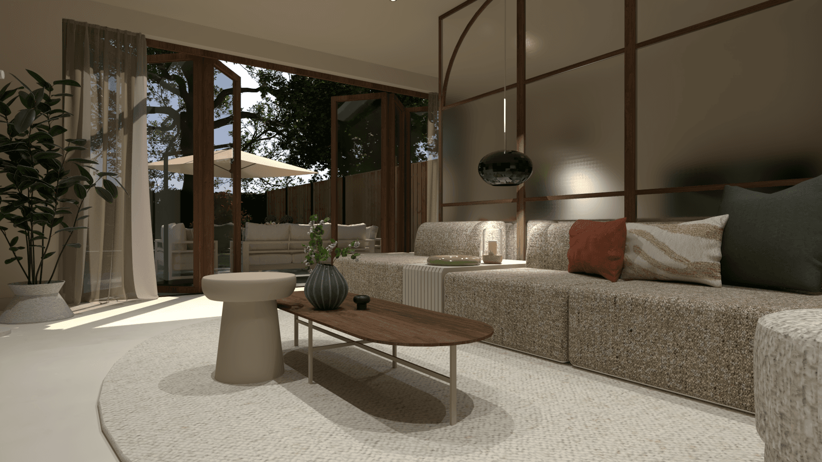 Woonkamer detail met natuurlijke texturen